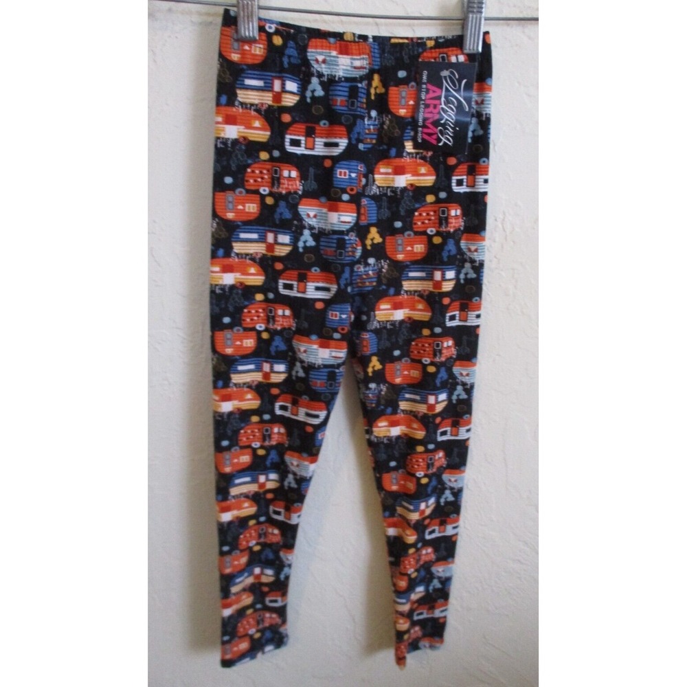 Legging Army Leggings with Cute Camping Trailers Design Girls Large
